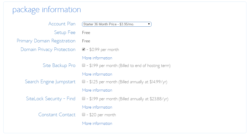 Bluehost step 4